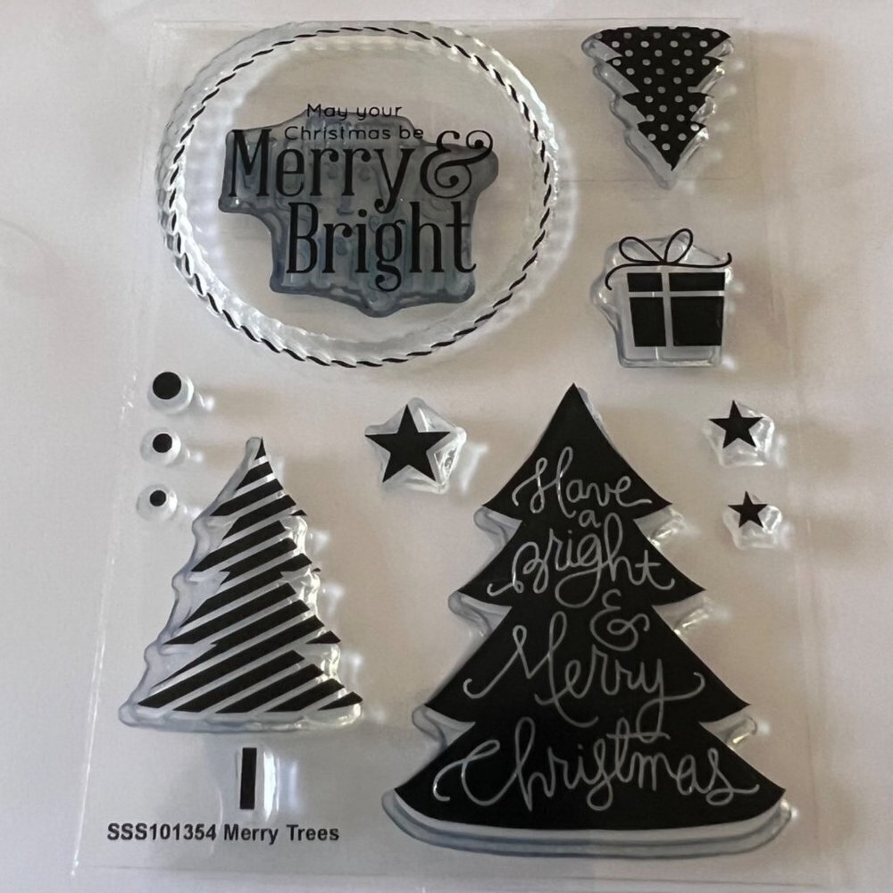 SIMON Says Stamp Merry Trees Clear Cling Stamp Set Christmas Holidays Cardmaking